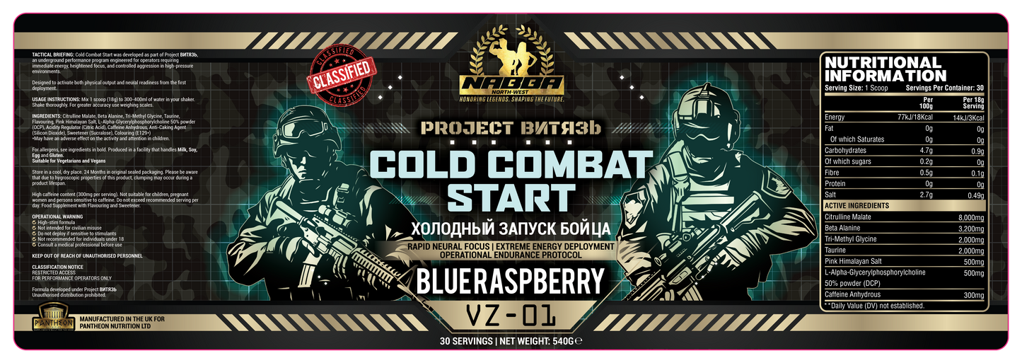 NABBA North West Pre Workout and Hydration -Project BNTR3b - Cold Combat Start - Blue Raspberry