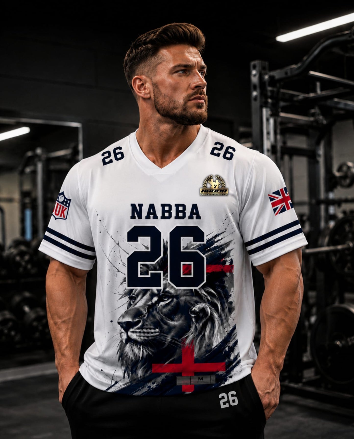 NABBA England NFL-Style T-Shirt – 2026 Rebrand Edition